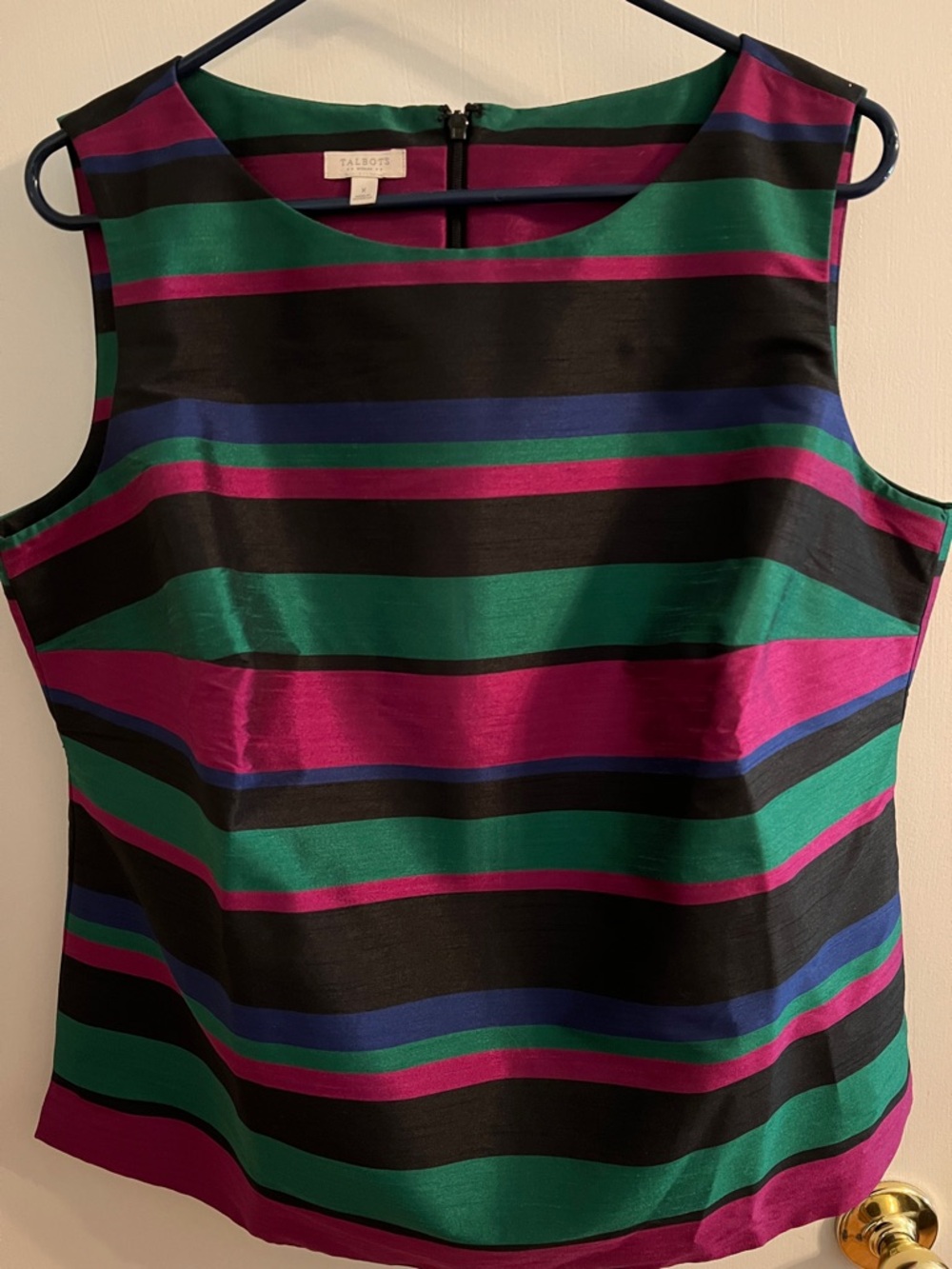 Talbots Striped Sleeveless Top - Black, Green & Pink